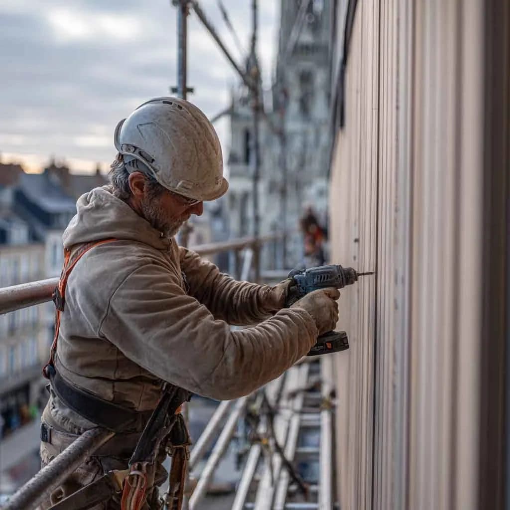 Bardage de façade posé par BCR sur un bâtiment à Rouen